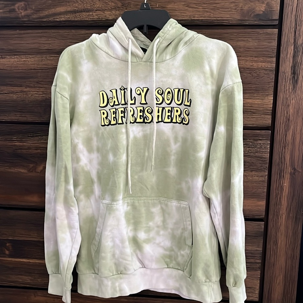 Green Tie-Dye Hoodie with Graphic Print